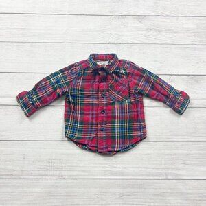 The Children’s Place Toddler Flannel Shirt Plaid Button Long Sleeve 12-18 Months